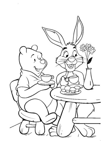 Pooh And Rabbit  Coloring Page